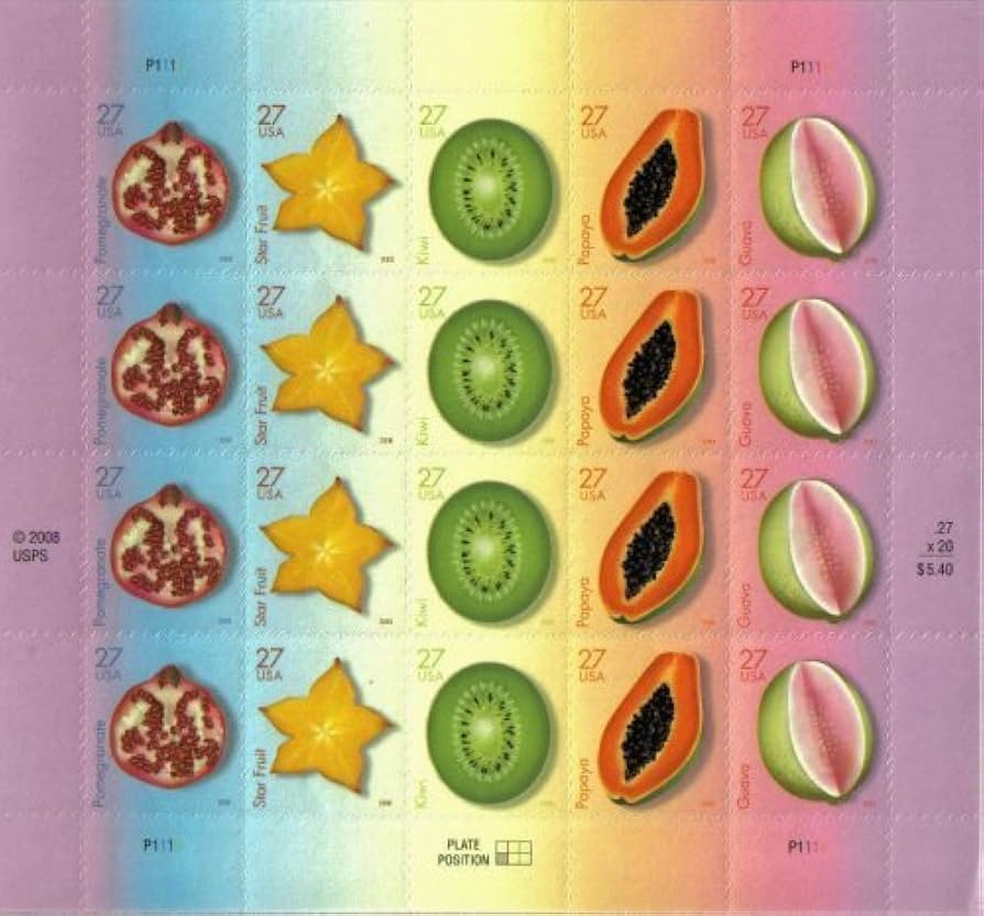 Tropical Fruit Sheet of Twenty 27 Cent Stamps Scott 4257a | Amazon (US)