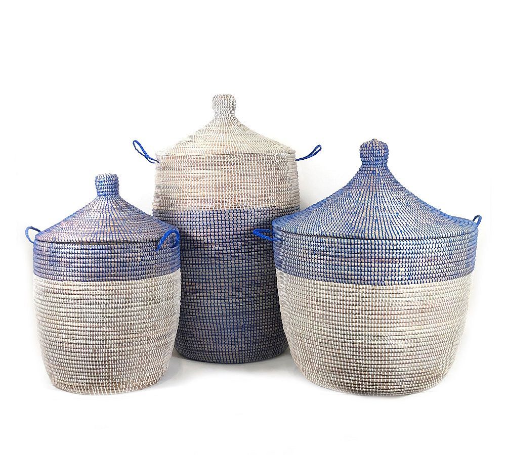 Tilda Two-Tone Woven Baskets, Navy | Pottery Barn (US)