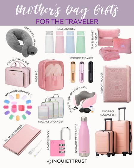 Here's a gift guide for your mom, aunt, or MIL who loves to travel: passport cover, pink luggage, neck pillow, packing cubes, and more!
#affordablefinds #vacationmusthave #amazonfinds #packingtips

#LTKstyletip #LTKtravel #LTKSeasonal