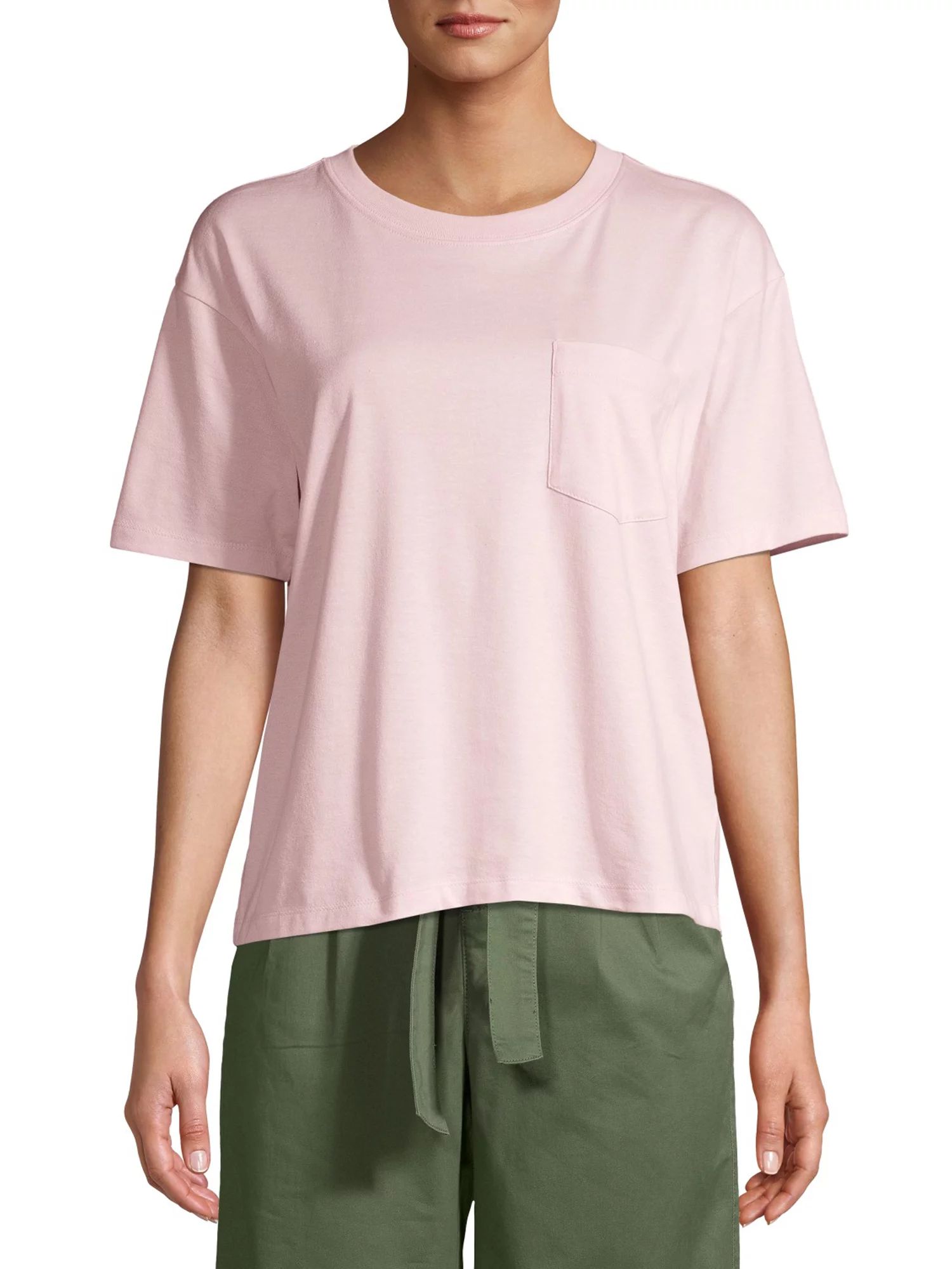 Time and Tru Women's Pima Cotton Boyfriend T-shirt | Walmart (US)