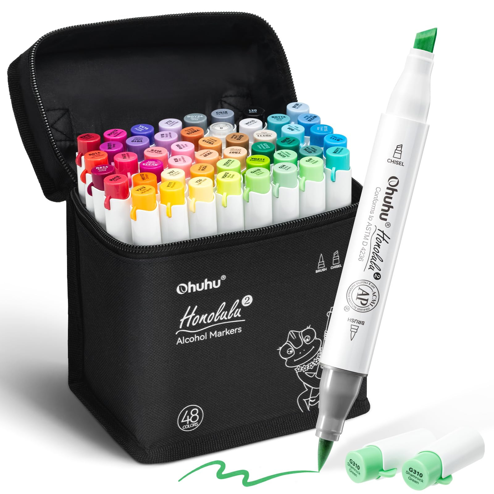 Ohuhu Alcohol Markers Brush Tip: 48 Colors Brush & Chisel Dual Tips Drawing Marker for Adults Art... | Amazon (CA)