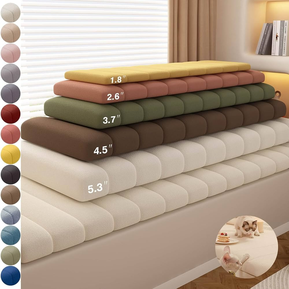 Custom Window Seat Cushions Indoor, Circle Fleece Bay Window Cushion, Waterproof Anti-cat Scratch... | Amazon (CA)