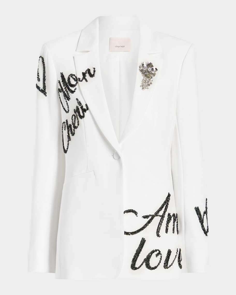 Cinq a Sept Crushed Sequin Loveletter Karlie Blazer | Neiman Marcus