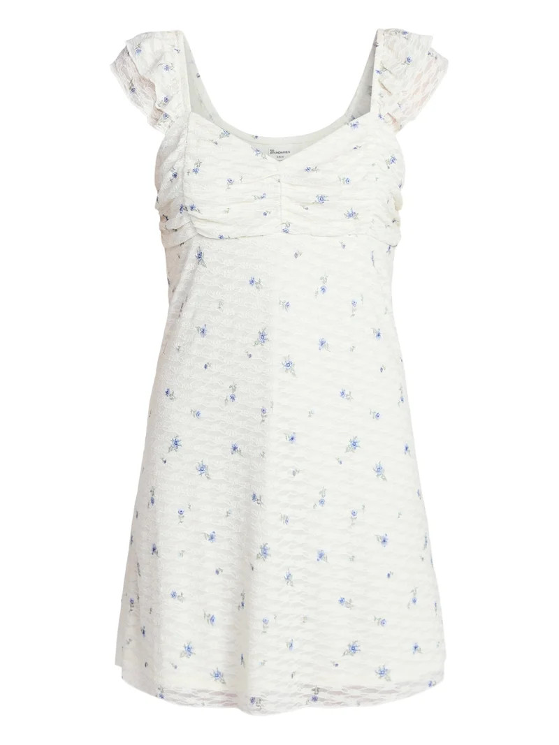 No Boundaries Double Ruffle Ruched Mini Dress, Women's XXS-XXL | Walmart (US)