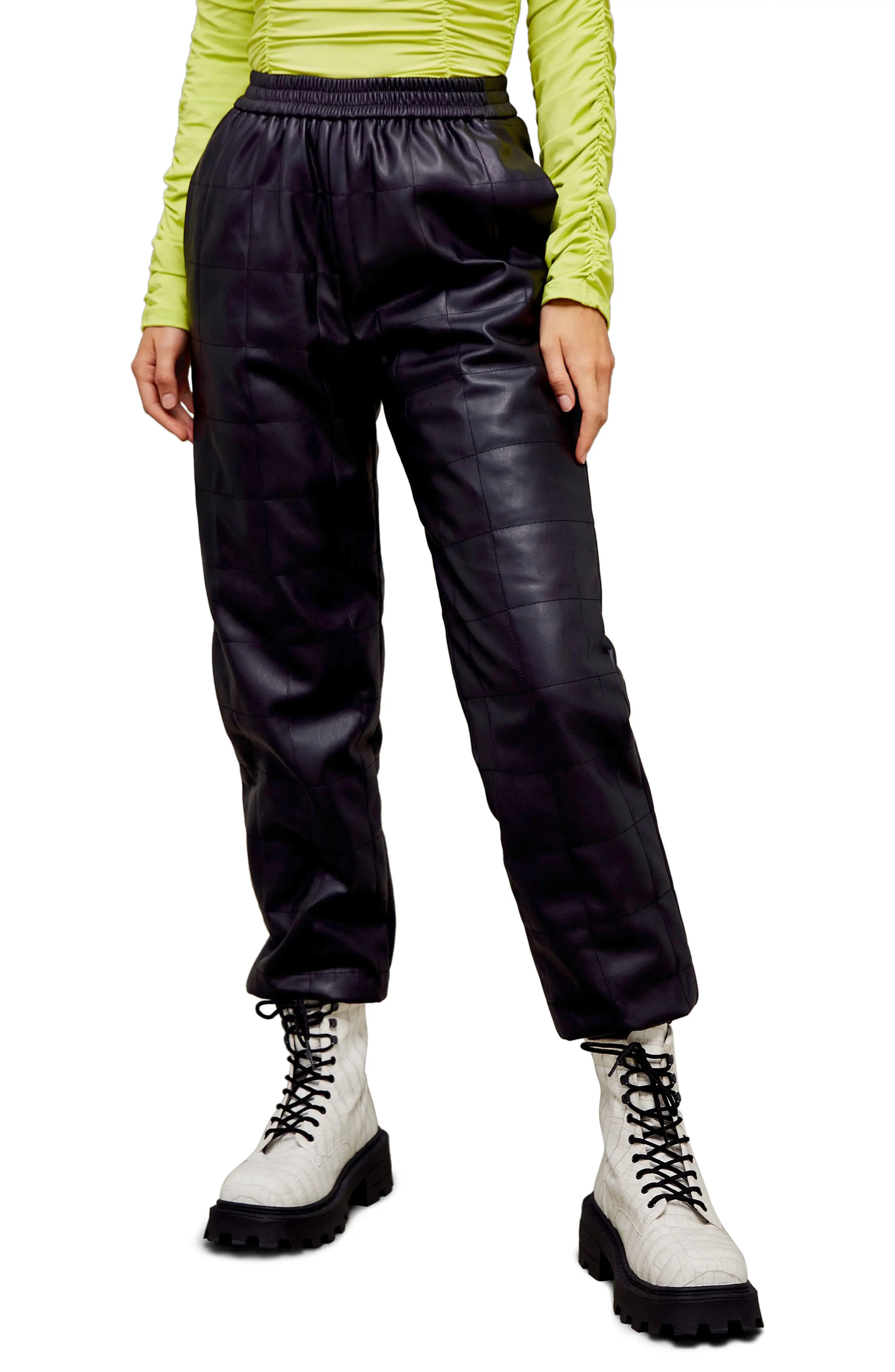 Women's Topshop Quilted Faux Leather Jogger Pants | Nordstrom