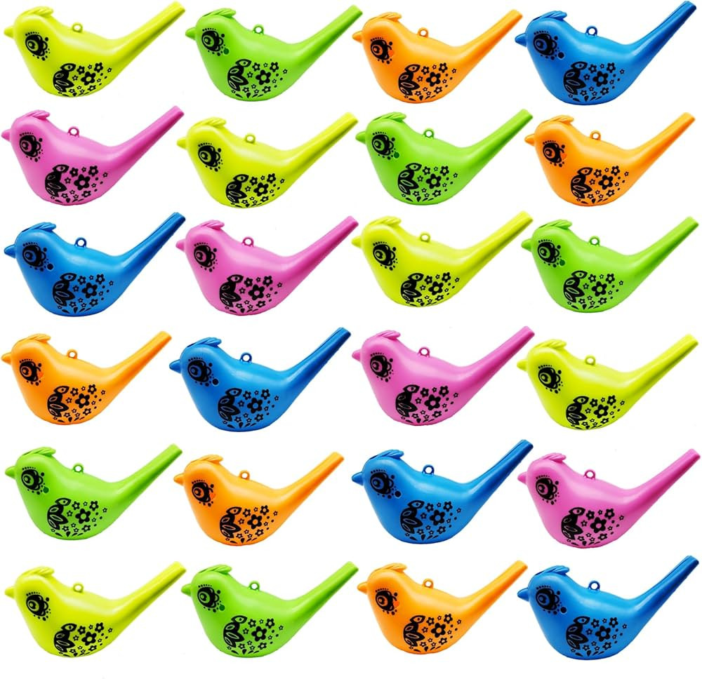 24 Pcs Bird Water Whistle Party Whistles for Kids Novelty Water Warblers Bird Whistle Toy Musical... | Amazon (US)