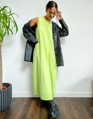 Native Youth oversized swing dress in lime poplin | ASOS (Global)