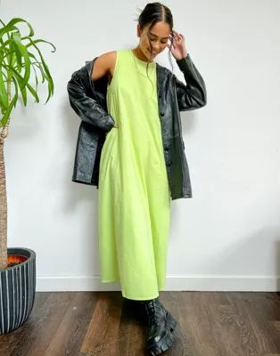 Native Youth oversized swing dress in lime poplin | ASOS (Global)