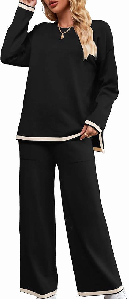 SuperPrity Women Sweater Set 2 or 3 Piece Outfits Short/Long Sleeve Knit Pullover Tops High Waist... | Amazon (US)