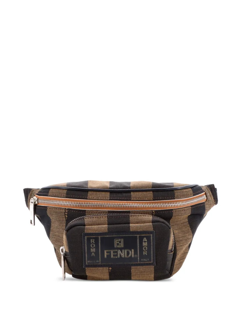 Fendi Pre-Owned Front Pocket Waist Bag Pequin Canvas belt bag - Brown | Farfetch Global