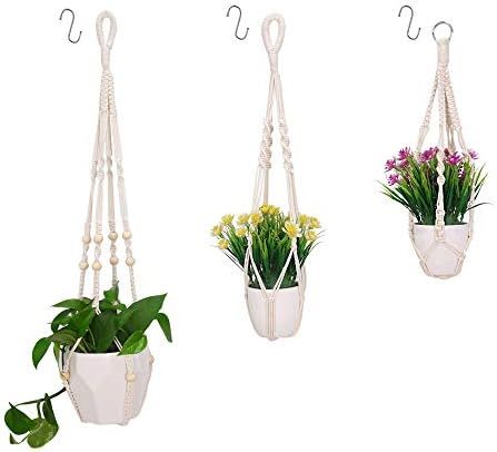 Clelo 3 Packs Macrame Plant Hangers with 3 Hooks Handmade Hanging Planters Basket Plant Holder fo... | Amazon (US)