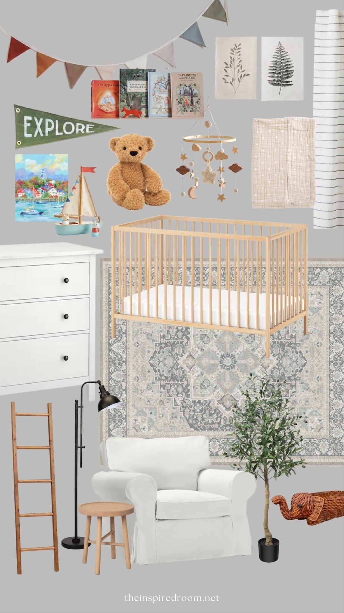Baby boy nursery mood board (for my daughter Courtney’s baby on the way!). See more on the blog theinspiredroom.net

#LTKhome #LTKkids #LTKbaby