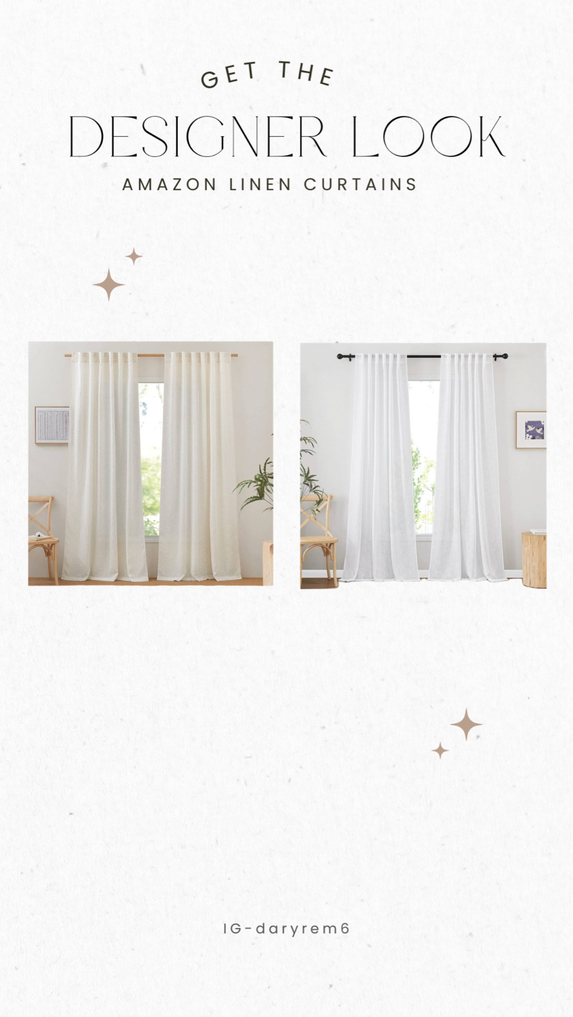 GET THE
DESIGNER LOOK
AMAZON LINEN CURTAINS ✨

#LTKhome #LTKfindsunder100 #LTKsalealert