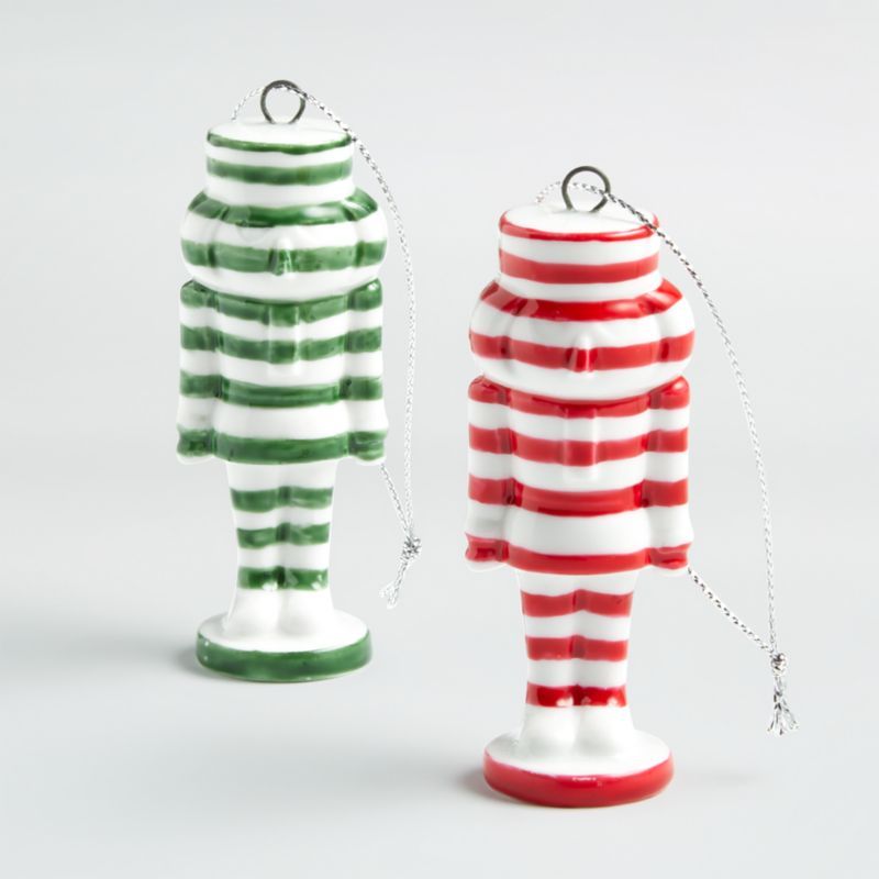 Striped Nutcracker Christmas Ornaments | Crate and Barrel | Crate & Barrel
