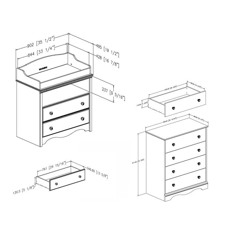 South Shore Angel Changing Table and 4-Drawer Chest Set, White - Walmart.com | Walmart (US)