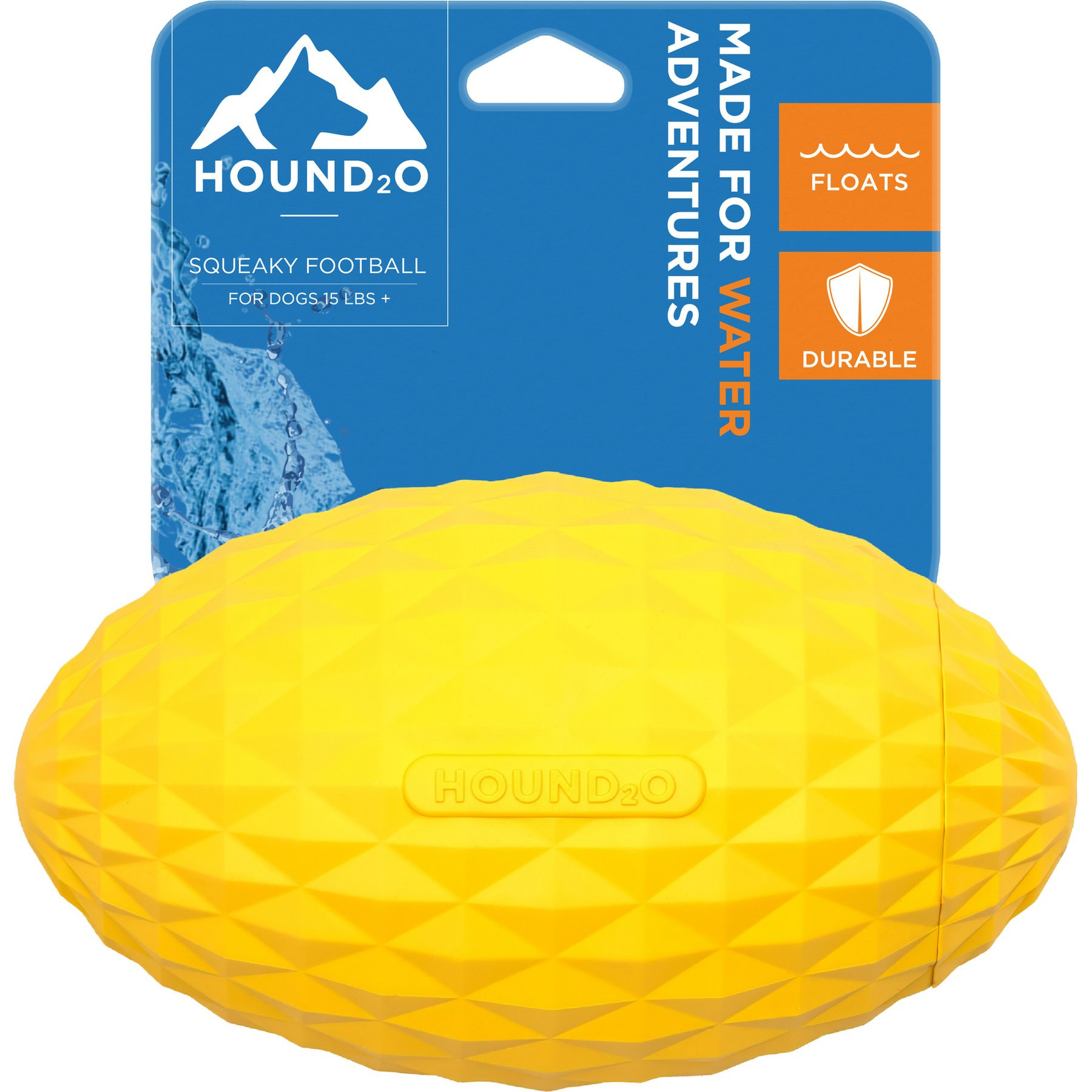 Hound2O Squeaky Football Dog Toy, Yellow | Chewy