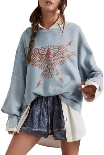 Vintage Graphic Crewneck Oversized Sweatshirt For Women Trendy Long Sleeve Shirts 2025 Fall Pullo... | Amazon (US)