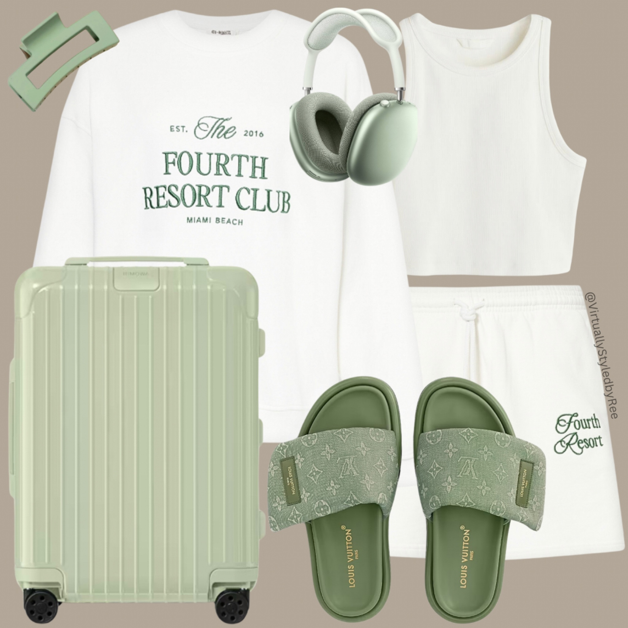 Airport Outfit Look - Travel / Holiday ✈️ 

Tags: Airport Outfit, Travel Outfit, Jogger Co-Ord, Shorts, White Shorts, White Sweatshirt, Louis Vuitton Pool Slides, Rimowa Suitcase, Apple AirPod Max, H&M Crop Top, Green Hair Clip, Green Sliders, Casual Outfit, Casual Look, Vacation Outfit, 

#LTKeurope #LTKtravel #LTKstyletip