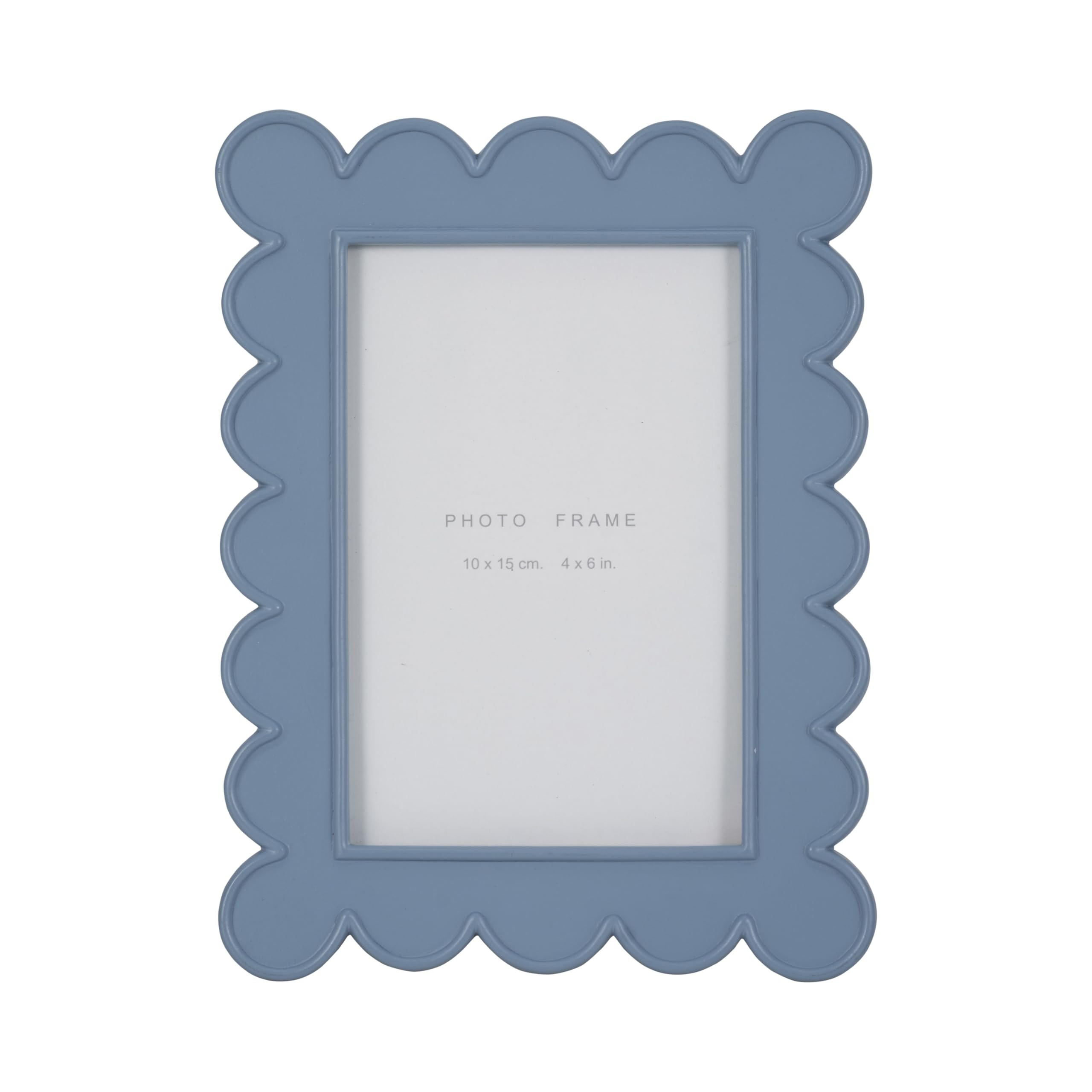 Sagebrook Home Blue Resin Photo Frame with Scalloped Edges Decorative Picture Frame with Glass Front for Tabletop or Shelf Display Elegant Home, Office, Bedroom, Living Room Decor, 4x6 Inches | Amazon (US)
