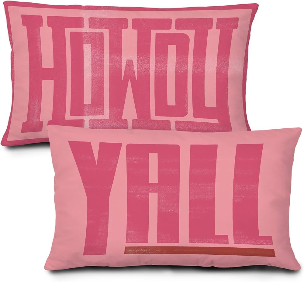 Qvapt Pink Western Howdy Pillow Covers,Pink Western 12x20 Pillow Covers Set of 2,Pink Western Dec... | Amazon (US)