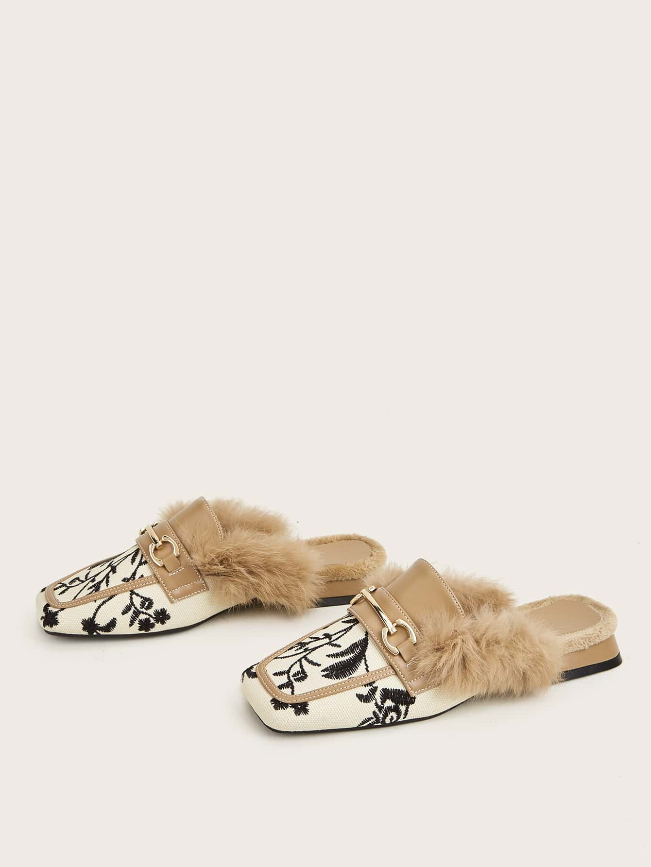 Plants Embroidery Loafer Mules | SHEIN