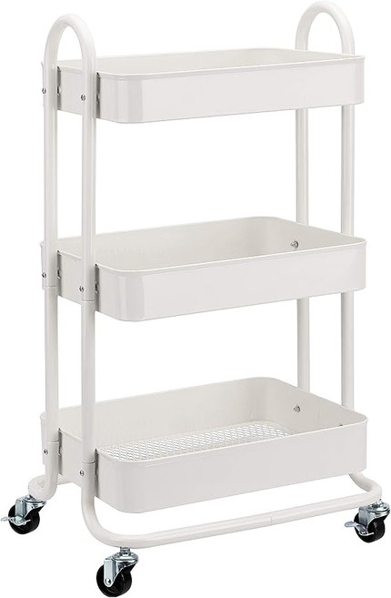 Click for more info about Amazon Basics 3-Tier Rolling Utility or Kitchen Cart - White