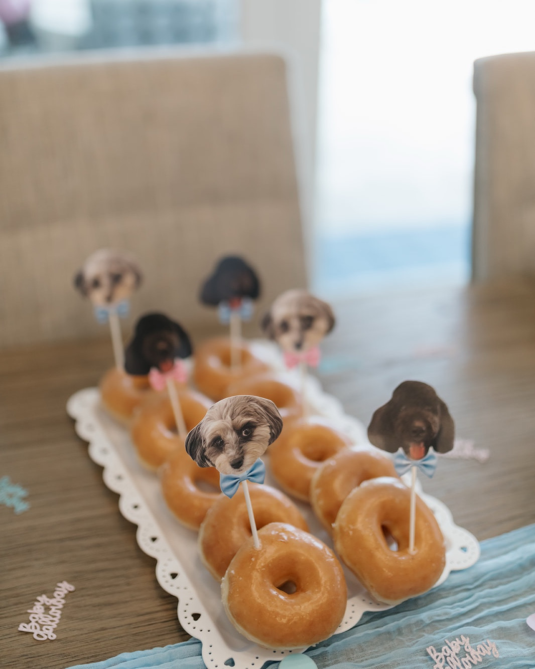 dog gender reveal banner + cupcake decoration 