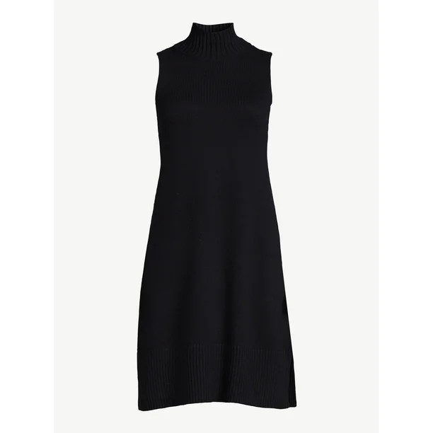 Free Assembly Women's Sleeveless Tall Neck Ribbed Sweater Mini Dress - Walmart.com | Walmart (US)