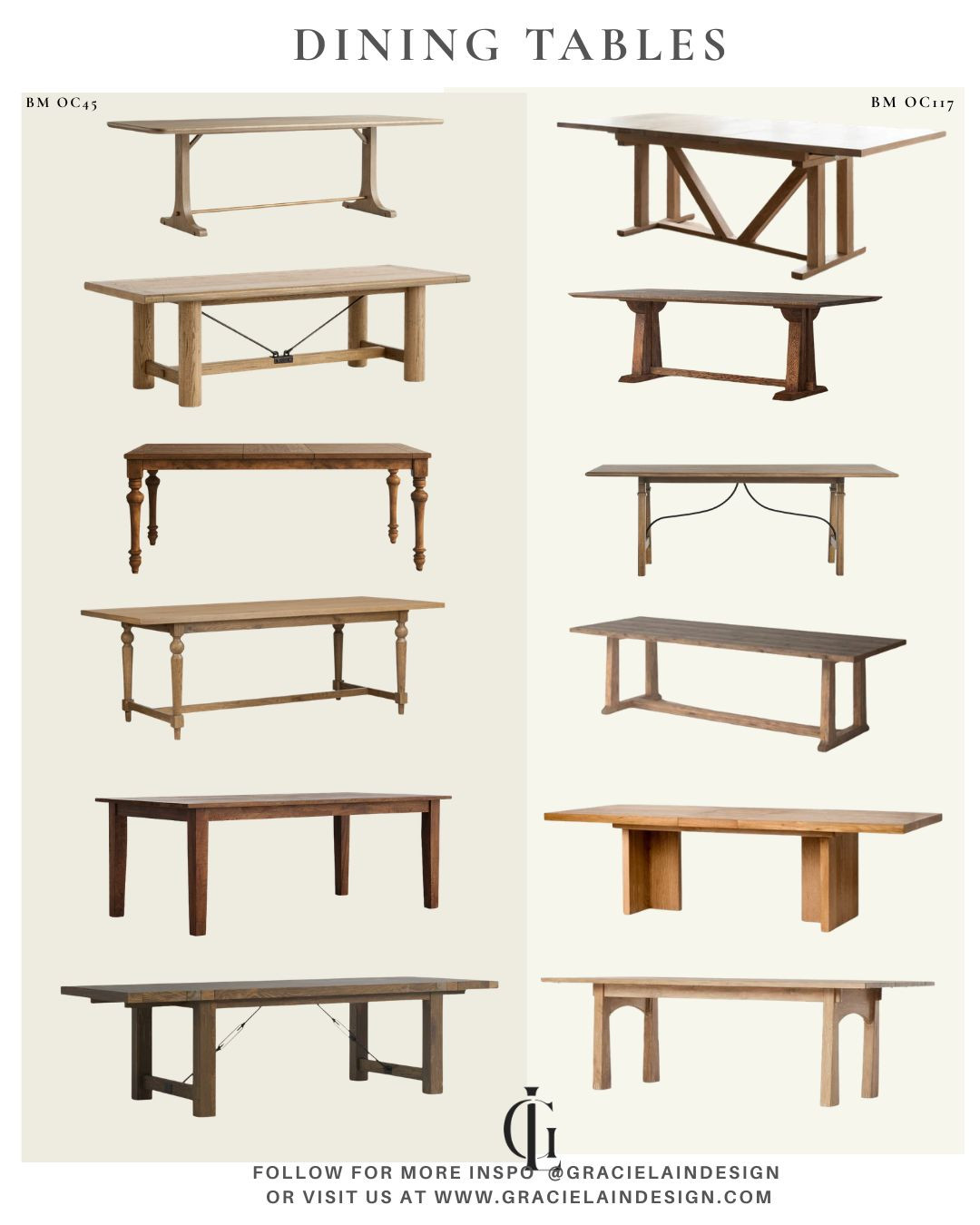 From rustic charm to refined elegance—discover a curated selection of rectangular dining tables designed to fit every style and space. ✨

Featuring everything from light to dark finishes, hand-scraped textures to polished surfaces, and thoughtful details like metal accents and soft curves. Many styles also include extension capabilities, making them as functional as they are beautiful.

Find the perfect centerpiece for gathering, hosting, and everyday living.

Explore more at gracielaindesign.com

#DiningRoomDesign #InteriorStyle #FurnitureFinds #HomeDecorInspo #RusticModern #TimelessDesign #DiningTable #HomeStyle #DesignDetails #GracielainDesign 

 #LTKfoodie #LTKHome #LTKSaleAlert