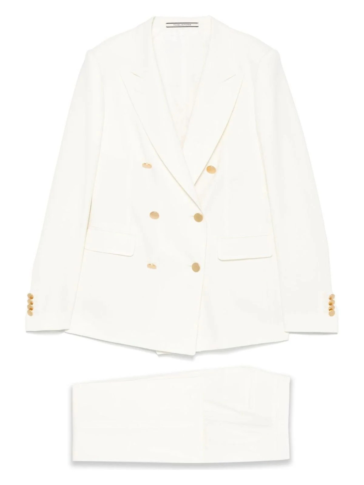 Tagliatore Women's Wool Blend Double-Breasted Suit in White | Size 40 | T Color PARIGI10BAD | LOZURI