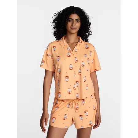 Halloween Women's Notched Top and Shorts Pajama Set from Way to Celebrate, 2-Piece, Sizes XS-3X | Walmart (US)