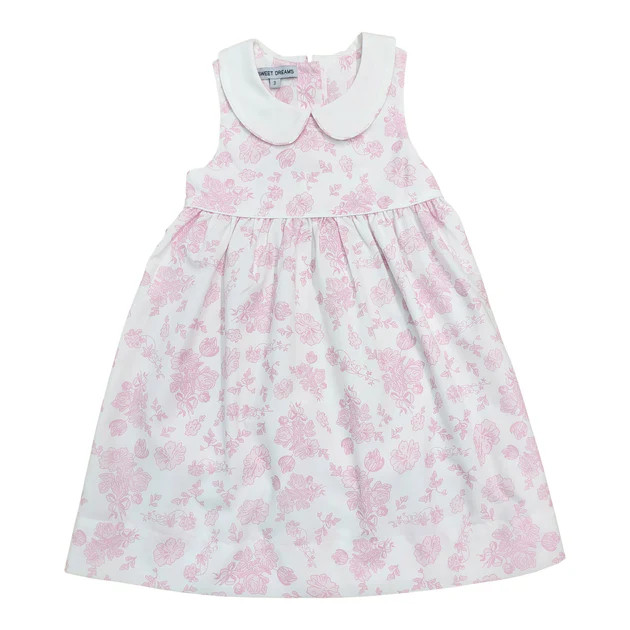 Pink Floral Toile Collared Dress | Classic Whimsy