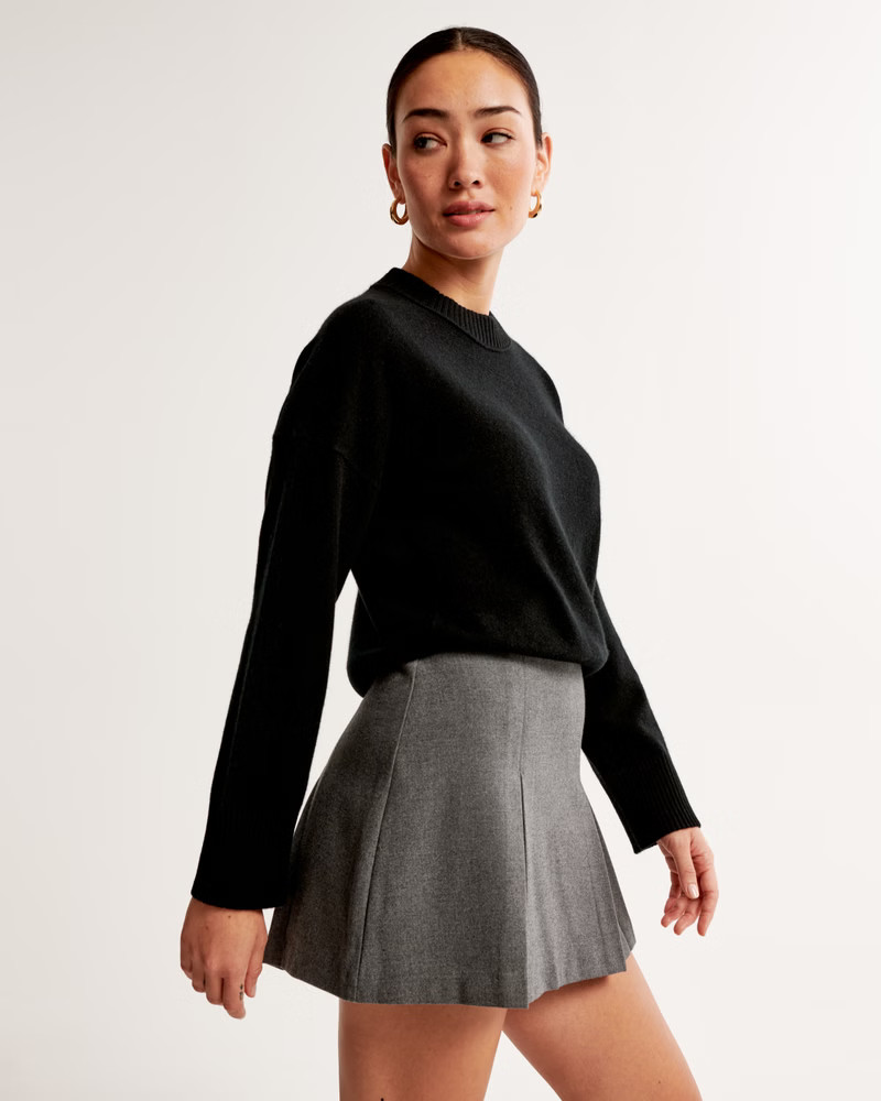 Pleated Brushed Suiting Mini Skort | Abercrombie & Fitch (US)