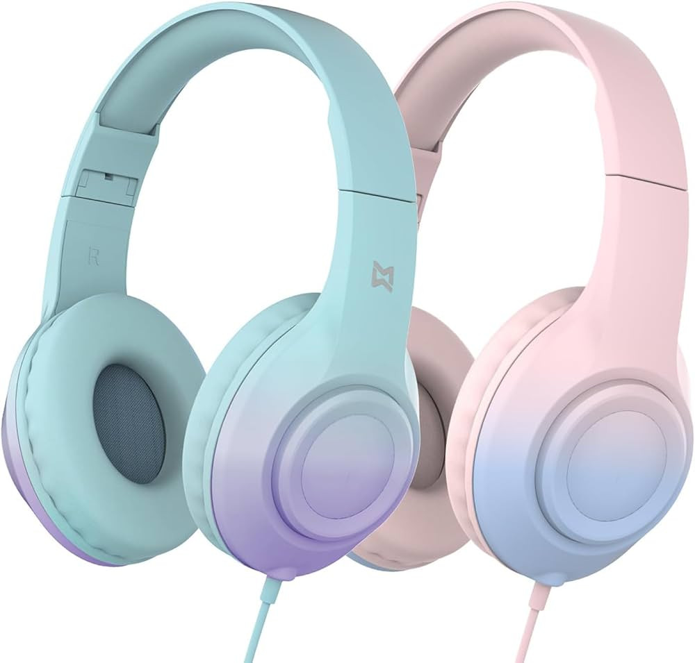 2 Pack Over Ear Kids Headphones with HD Mic, 85/94dB Volume Limit Lightweight Kids Headphones wit... | Amazon (US)