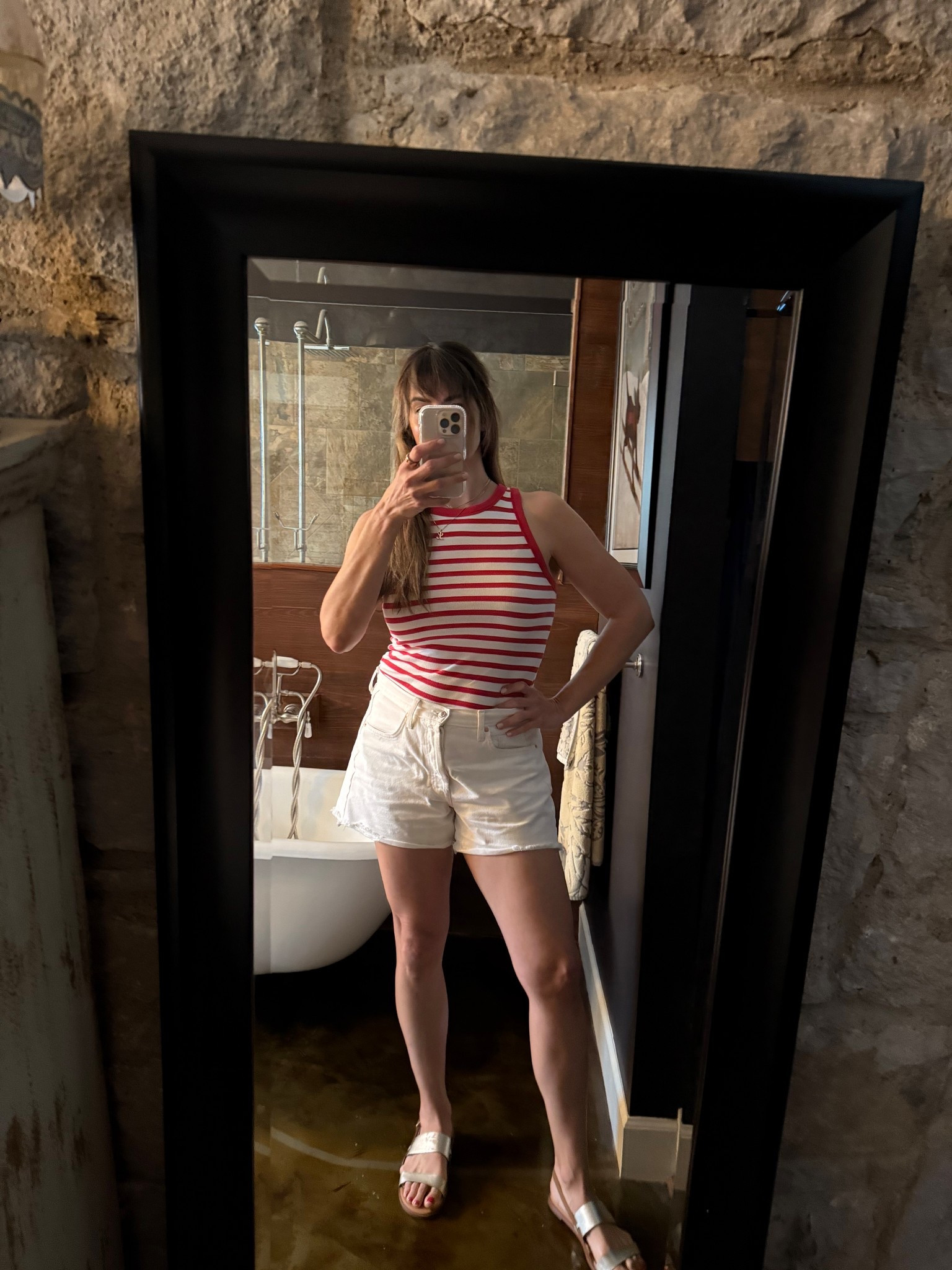 This is what I’ve been wearing on repeat:
🎯 Target tank
🩳 lived-in cutoffs
✨ gold sandals that go with everything
	•	pink sunnies for a little joy on my face

Linked it all in my summer edit 💛 #LTKsummer


#LTKSeasonal #LTKFindsUnder50 #LTKStyleTip