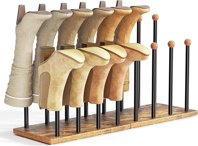 pickpiff Cedar Ball End Boot Rack 8-Pair Shoe Organizer Free standing Metal Holder with Wood Base | Amazon (US)