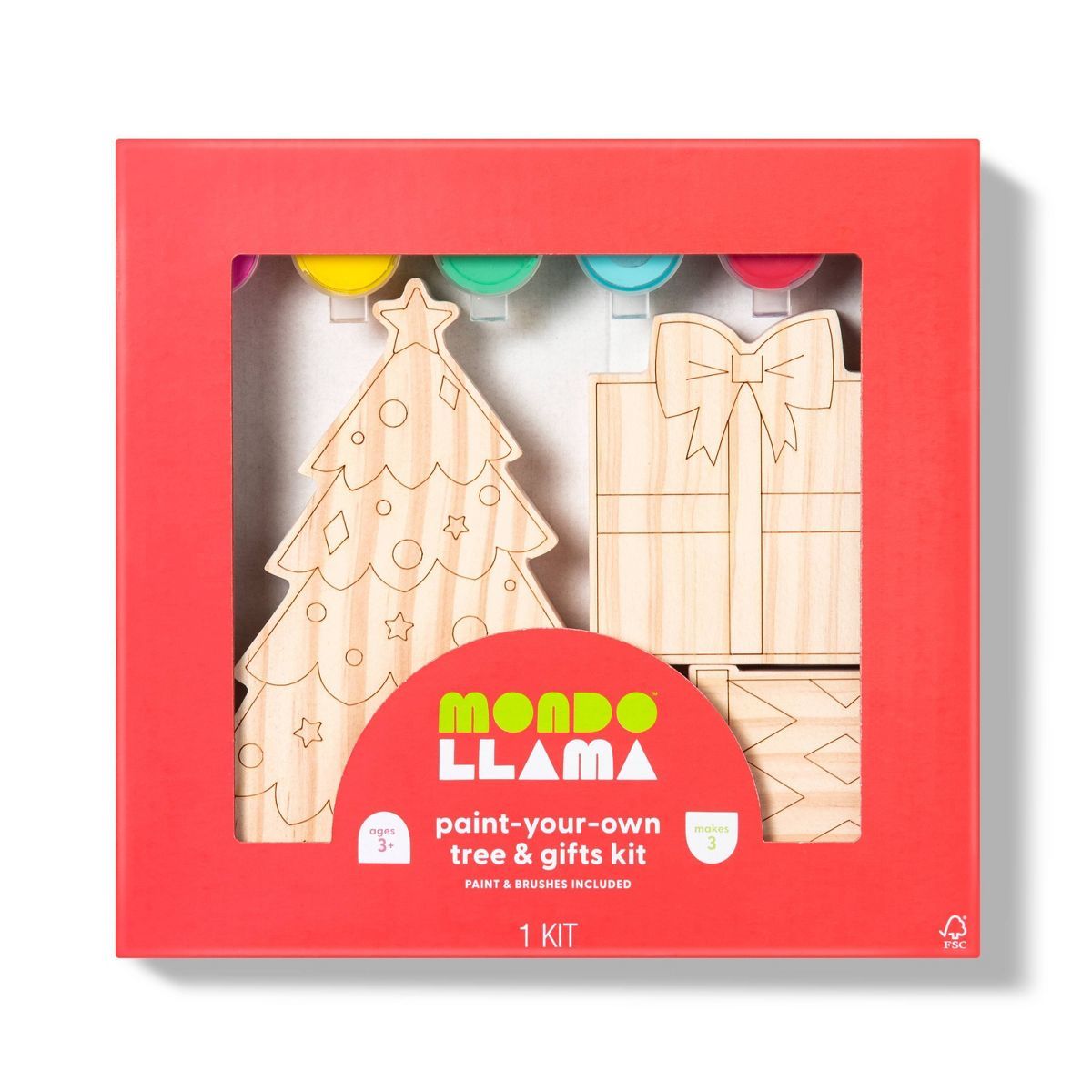 Paint-Your-Own Wood Trees & Gifts Christmas Kit - Mondo Llama™ | Target
