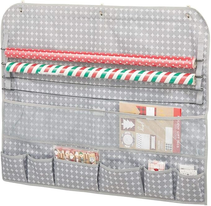 mDesign Soft Fabric Gift Wrap Wide 2-Sided Hanging Organizer - Easy-View Clear Panels, 19 Pockets... | Amazon (US)