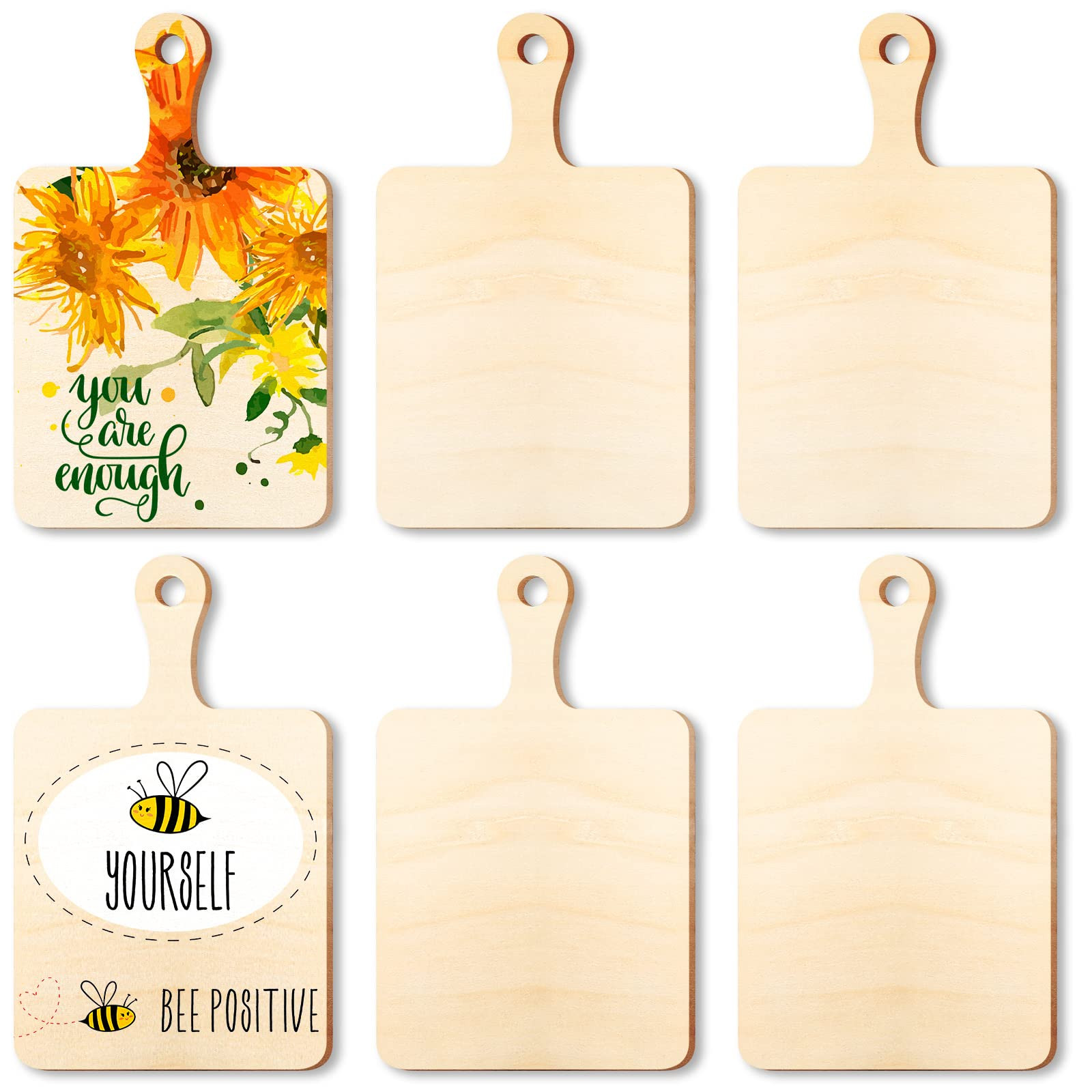 Yalikop 6 Pieces Mini Wooden Cutting Board with Handle Paddle Chopping Board Small Kitchen Servin... | Amazon (US)