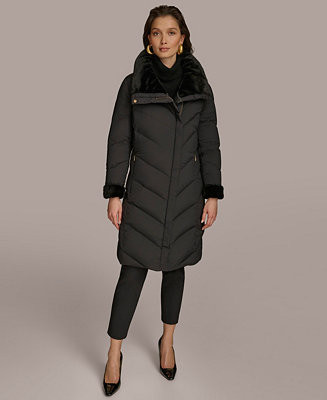 Donna Karan New York Women's Stretch Zip Closure Coat - Macy's | Macy's