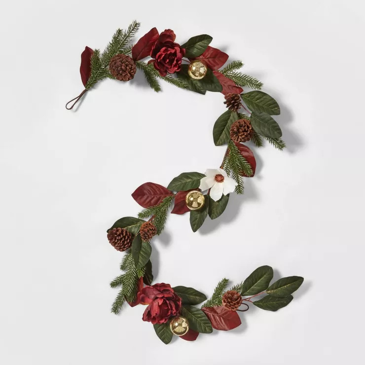 6' Mixed Greenery and Floral Artificial Christmas Garland - Wondershop™ | Target