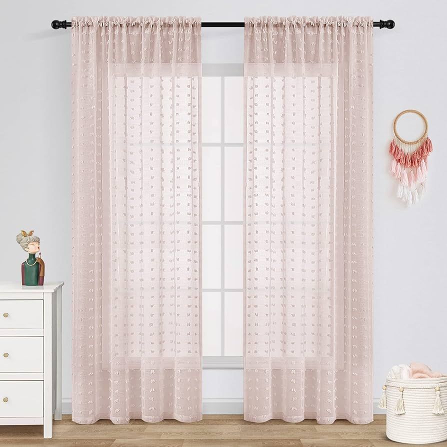 Guken Sheer Curtains 84 Inch Length 2 Panels Sets for Living Room Bedroom 52 Inch Width Farmhouse... | Amazon (US)