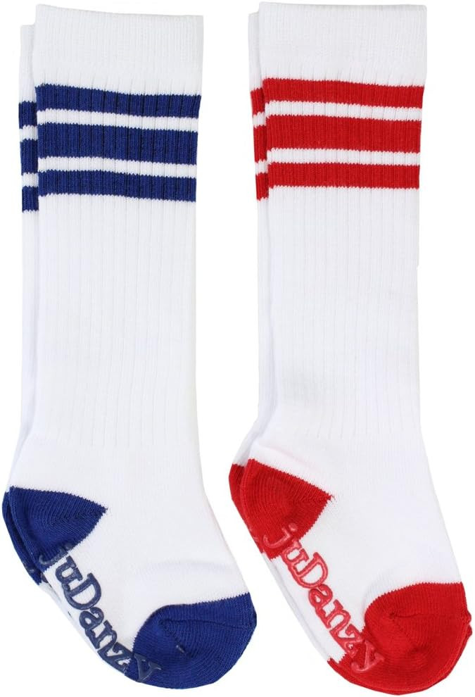 juDanzy 2 Pack of Baby, Toddler and Kids Knee High Tube Socks for Boys and Girls with Grips | Amazon (US)