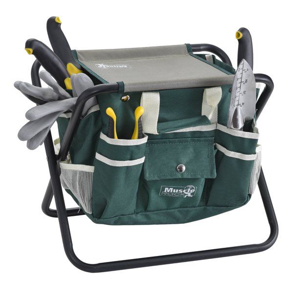 8 Piece Garden Tool Set Includes Folding Stool and Detachable Tool Bag | Walmart (US)