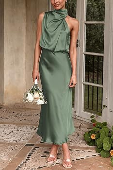 PRETTYGARDEN Women's Summer Satin Maxi Cocktail Dress | Amazon (US)