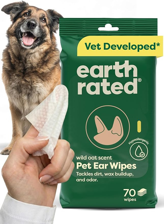 Earth Rated Dog Ear Wipes, Vet-Developed Pet Ear Wipes for Dogs & Cats, Hypoallergenic Cleaner to... | Amazon (US)