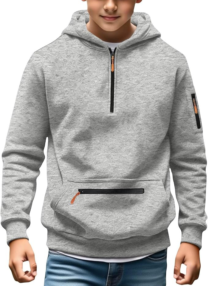 Boys Hoodies 1/4 Zip Long Sleeve Pullover Youth Teen Kids Hooded Sweatshirt | Amazon (US)