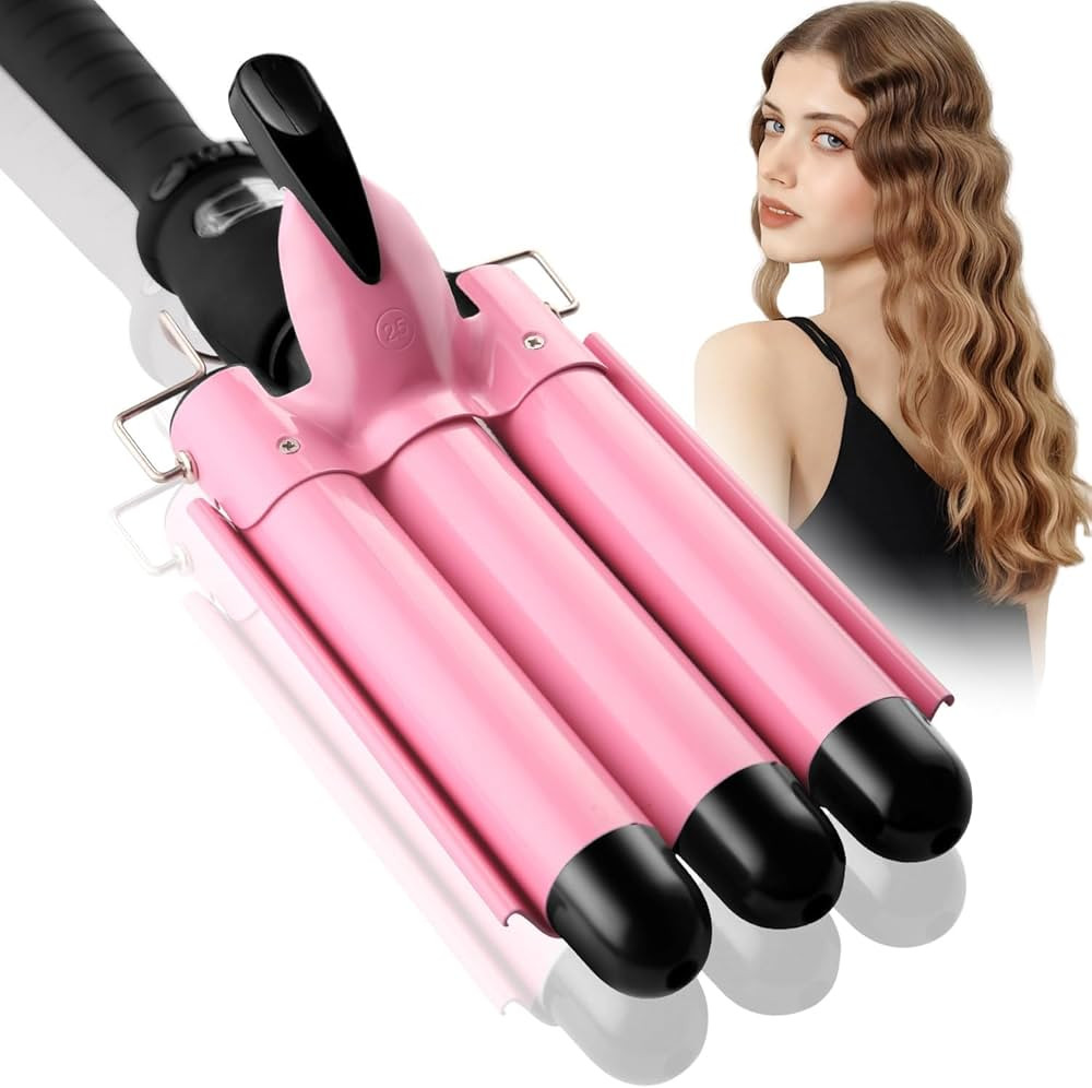 3 Barrel Curling Iron Hair Crimper: Aleath Dual Voltage Three Barrels Hair Waver - 1 inch Curler ... | Amazon (US)