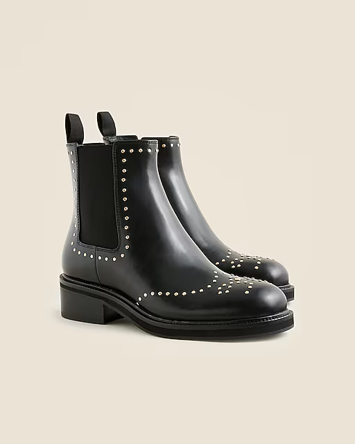 Chelsea wing tip boots in studded leather | J. Crew US