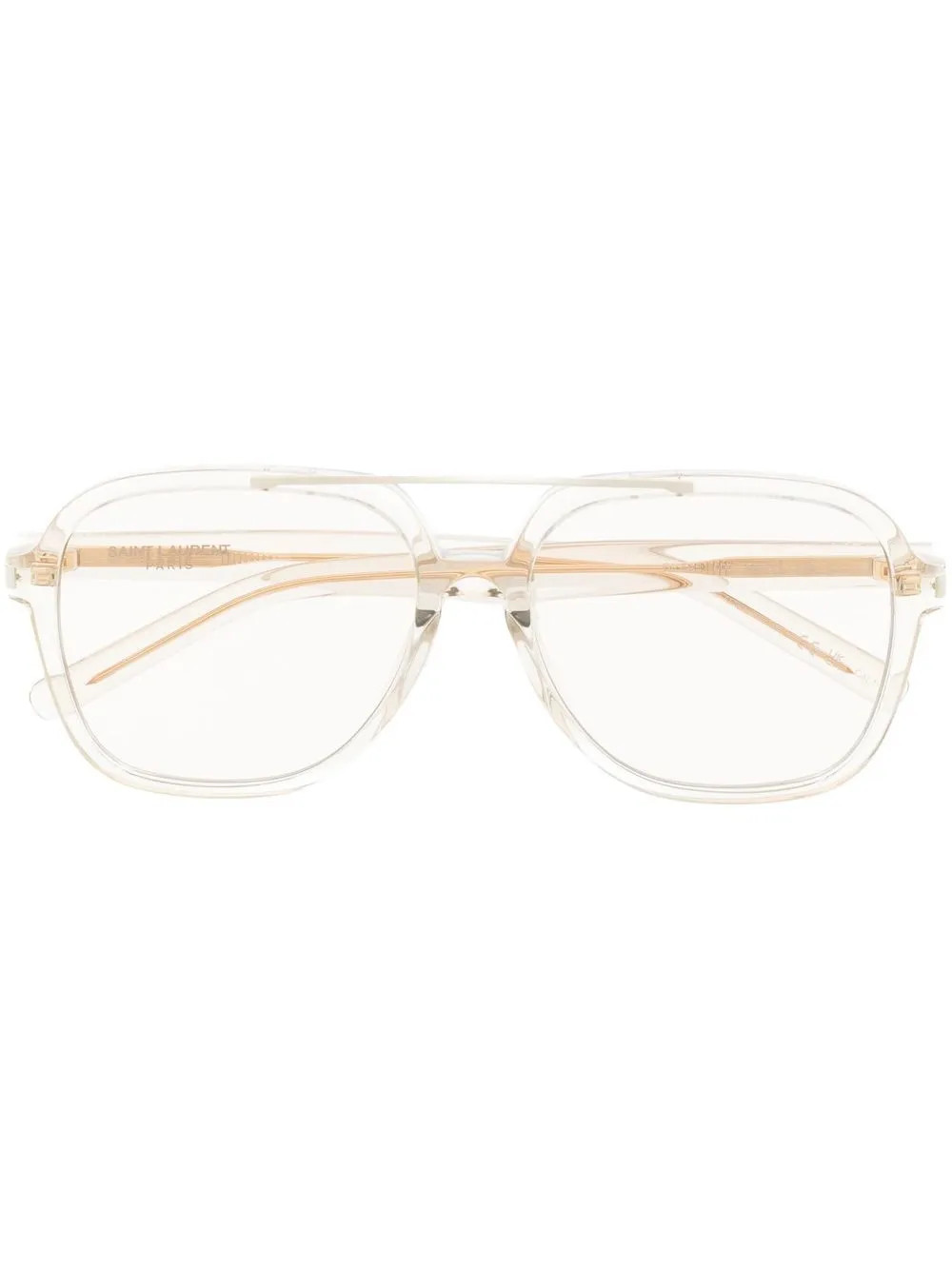 Saint Laurent Eyewear Logo square-frame Glasses | Neutrals | FARFETCH IE | Farfetch Global